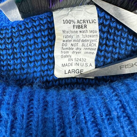 VINTAGE Sweater Graphix Sweater Mens L Grandpa Geometric Acrylic USA Made 80s - Picture 6 of 11